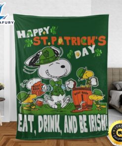 Disney Snoopy The Peanuts Fan Gift Happy St. Patrick’s Day Gift Snoopy Patrick’s Day Eat Drink And Be Irish Comfy Sofa Throw Blanket Gift