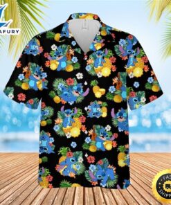Disney Stitch Hawaiian Shirt Pineapple Pattern Summer Beach Gift