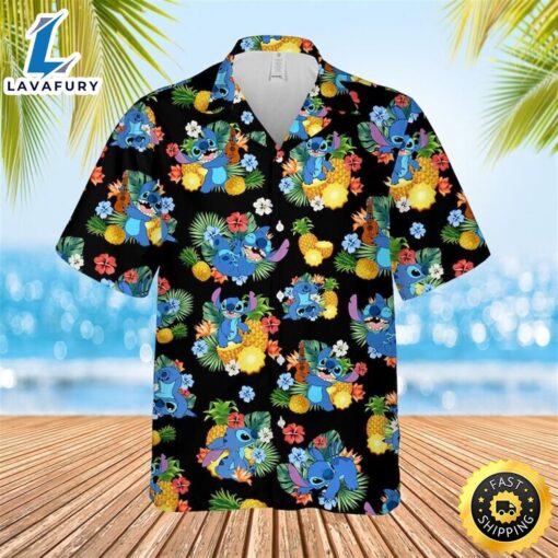 Disney Stitch Hawaiian Shirt Pineapple Pattern Summer Beach Gift