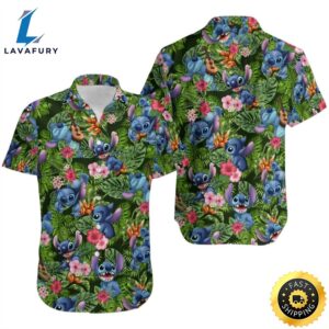 Disney Stitch Hawaiian Shirt Tropical…