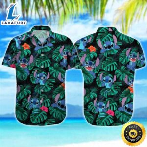Disney Stitch Hawaiian Shirt Tropical…
