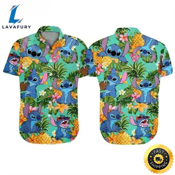 Disney Stitch Hawaiian Shirt Tropical Pattern Summer Beach Gift