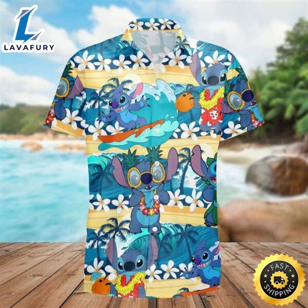 Disney Stitch Loves Tropical Flower Hawaiian Shirt Summer Gift For Friend