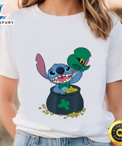 Disney Stitch Pot Of Gold Shamrock St. Patrick’s Day T-Shirt