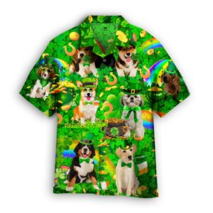 Dog Love Irish Patricks Day Trendy Hawaiian Shirt Aloha Shirt