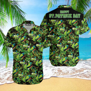 Exotic Green Macaw St Patrick Day Trendy Hawaiian Shirt For