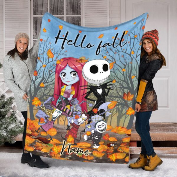 Fall Season Jack Skellington Blanket Custom Name Stitch Halloween The Nightmare Before Christmas Home Decor