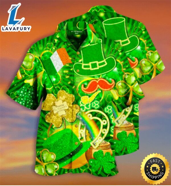 Find Everyone Is Irish On Saint Patricks Day Sparkle Shamrock Gold Green Hawaiian Aloha Hawaii Shirts