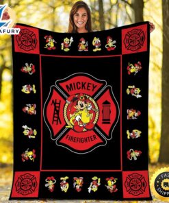 Firefighter Mickey Fleece Sherpa Blanket,…