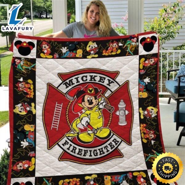 Fireman Mickey Firefighter Quilt Blanket Bedding Set