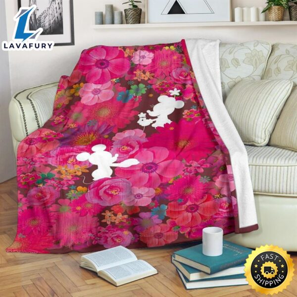 Floral Mickey And Minnie Fleece Blanket For Bedding Decor Fans