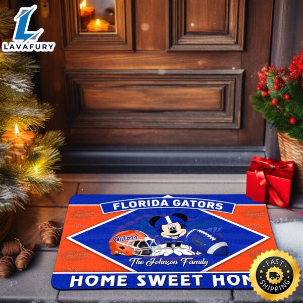 Florida Gators Doormat Custom Your Family Name Sport Team And Mickey Mouse NCAA Doormat