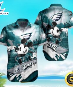 Funny Mickey Surfing NFL Philadelphia Eagles  NFL Hawaiian Shirt