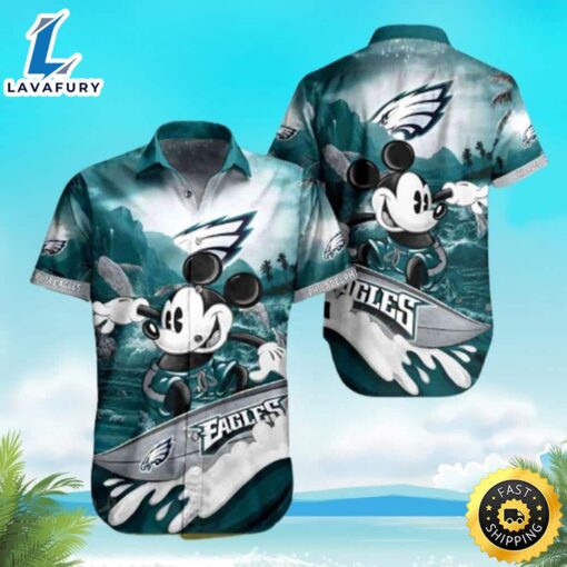 Funny Mickey Surfing NFL Philadelphia Eagles  NFL Hawaiian Shirt