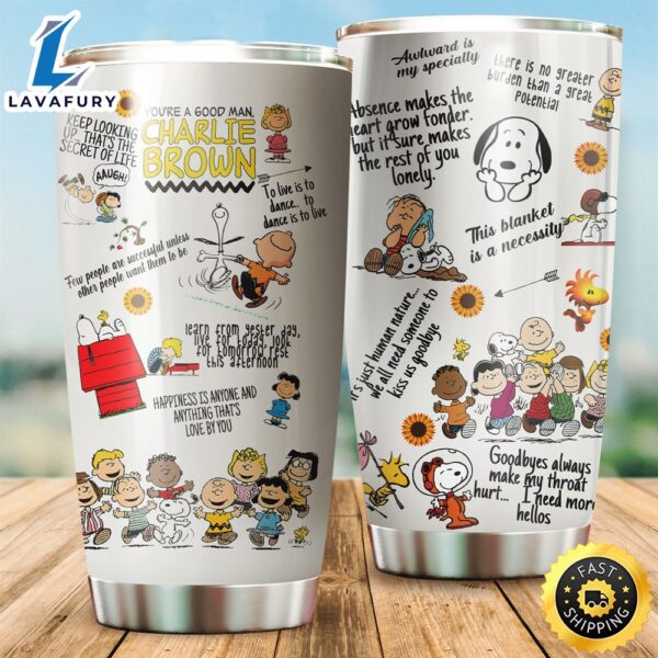 Funny Snoopy And Charlie Brown 2 Gift For Lover Travel Tumbler