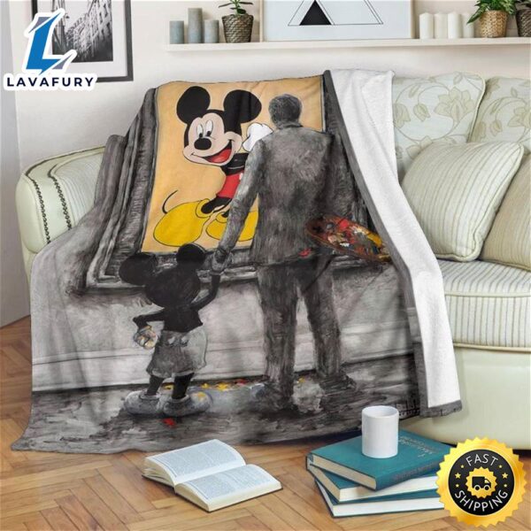Graphic Walt And Mickey Mouse Sherpa Fleece Blanket Gifts For Family, For Couple