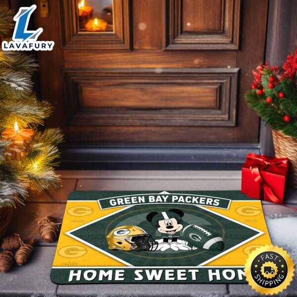 Green Bay Packers Doormat Sport Team And Mickey Mouse NFL Doormat
