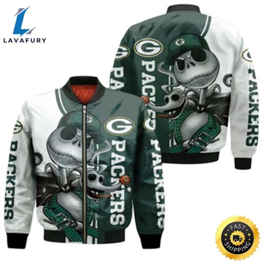 Green Bay Packers Jack Skellington And Zero Bomber Jacket