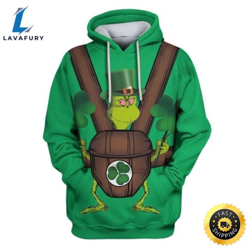 Grinch Saint Patricks Day Over Print 3d Zip Hoodie