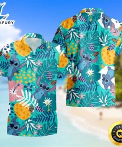 Happy Stitch Hawaiian Shirt Summer…