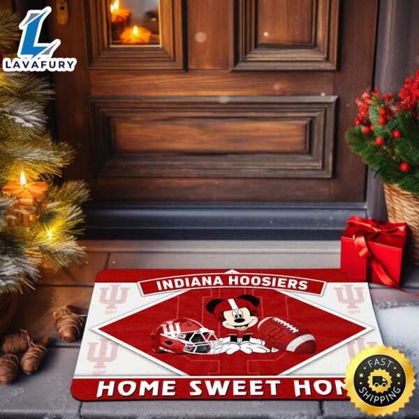 Indiana Hoosiers  Sport Team And Mickey Mouse NCAA Doormat