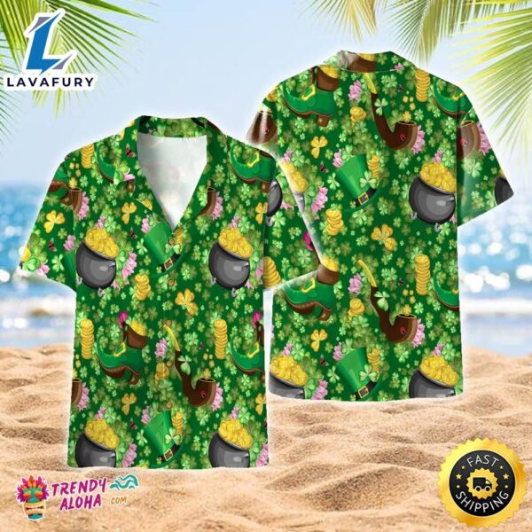 Irish Hat Saint Patrick’s Day Green Aloha Hawaiian Shirts, Aloha Hawaiian Shirts