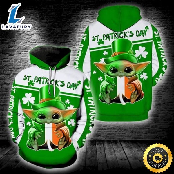 Irish Saint Patricks Day Baby Yoda Color Full 3d Hoodie