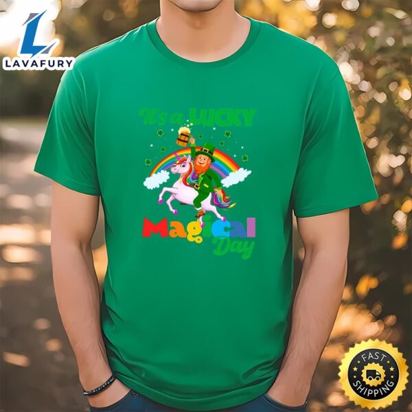 It’s A Lucky Magical Day Leprechaun Unicorn Rainbow T-Shirt