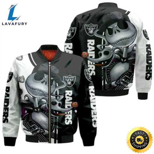 Jack Skellington Las Vegas Raiders 3D Jersey Bomber Jacket