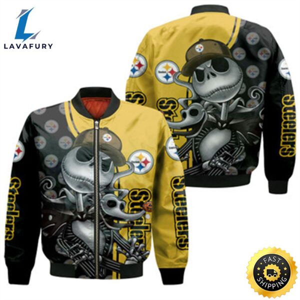 Jack Skellington Pittsburgh Steelers 3D Jersey Bomber Jacket