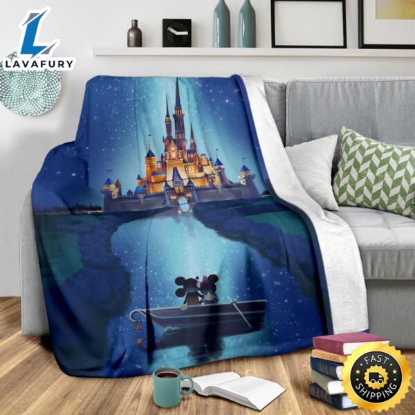 Journey To Castle Mickey And Minnie Fleece Blanket  Fans
