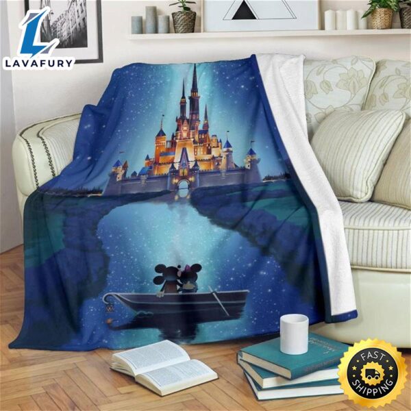 Journey To Castle Mickey And Minnie Sherpa Fleece Blanket Gifts For Family, For Couple