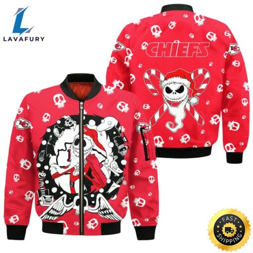 Kansas City Chiefs Christmas Jack Skellington Bomber Jackets