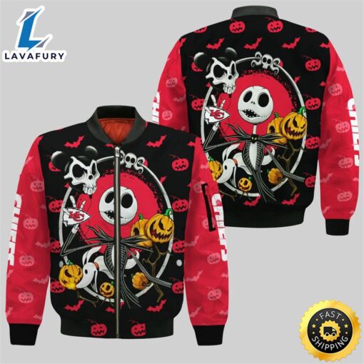 Kansas City Chiefs Jack Skellington Halloween Bomber Jacket