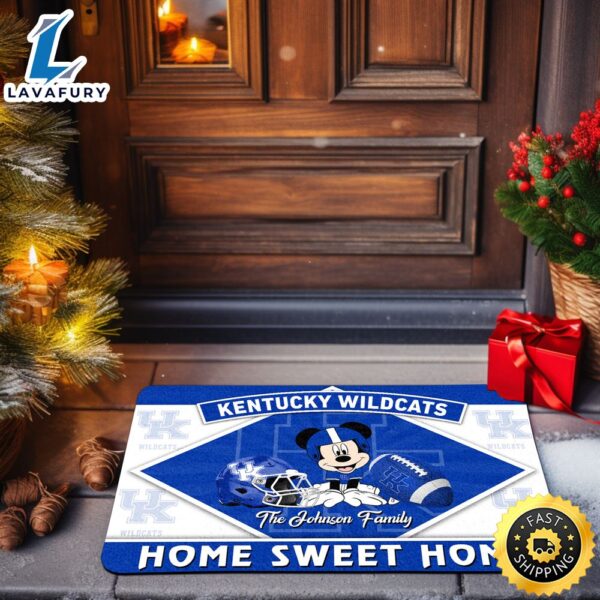 Kentucky Wildcats Doormat Custom Your Family Name Sport Team And Mickey Mouse NCAA Doormat