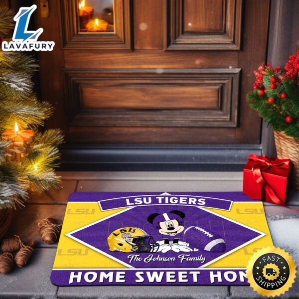 LSU TIGERS Doormat Custom Your Family Name Sport Team And Mickey Mouse NCAA Doormat
