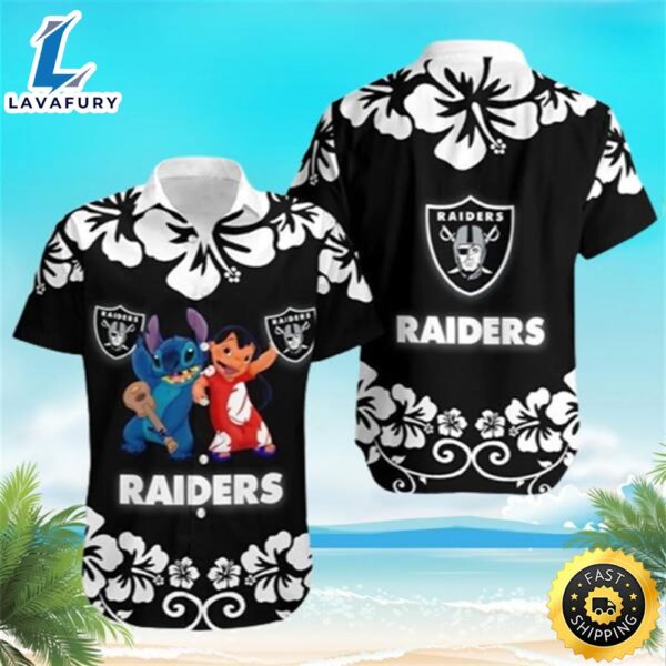 Las Vegas Raiders Lilo And Stitch Hawaii Shirt And Shorts Summer Collection