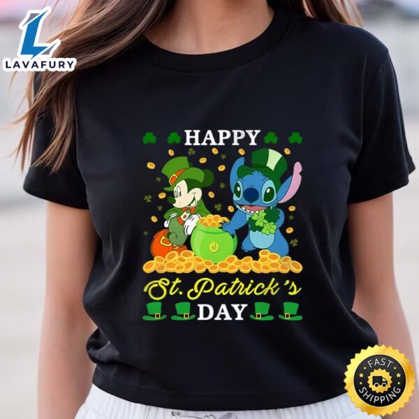 Leprechaun Mickey Mouse Stitch Disney St Patricks Day Shirt