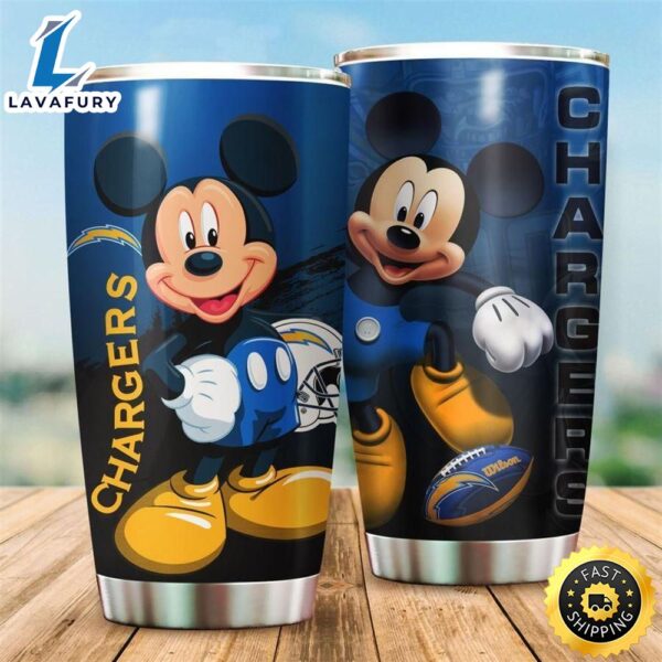 Los Angeles Chargers Nba  And Mickey Mouse Disney Football Teams Big Logo Gift For Fan Travel Tumbler