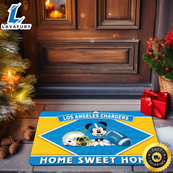 Los Angeles Chargers  Sport Team And Mickey Mouse NCAA Doormat