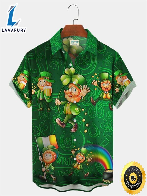 Men’s Irish Leprechaun St. Patrick’s Day Trendy Hawaiian Shirt, Gift For Patrick’s Day