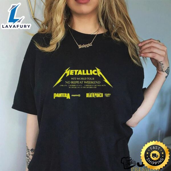 Metallica Rock Band M72 World Tour 2023 Merch Metallica M72 World Tour No Repeat Weekend Shirt