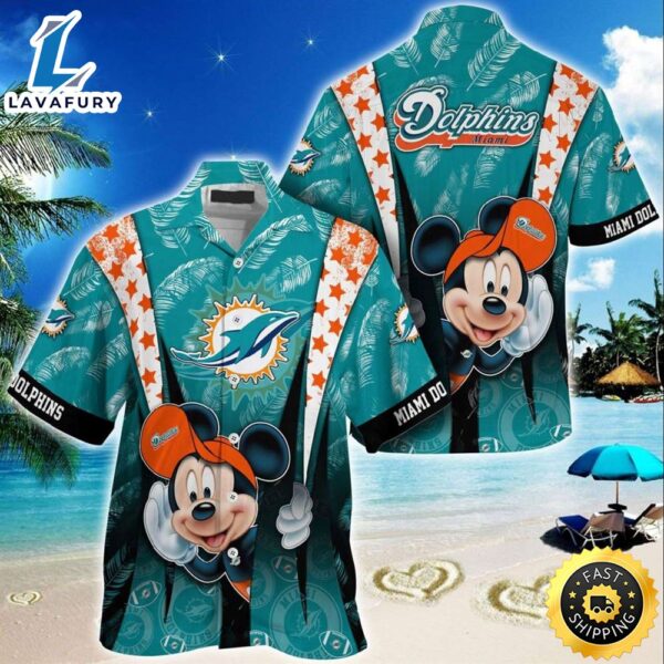 Miami Dolphins Logo Mickey Mouse Disney  NFL Hawaiian Shirt