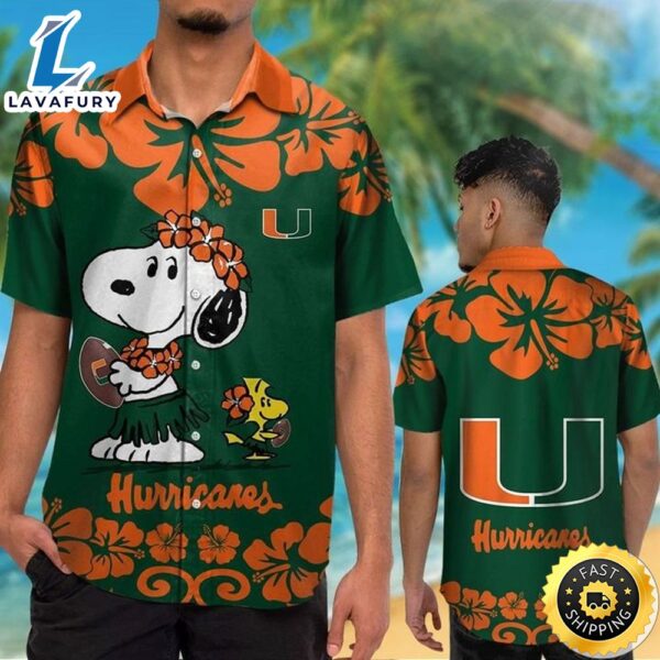 Miami Hurricanes & Snoopy Hawaiian Shirt