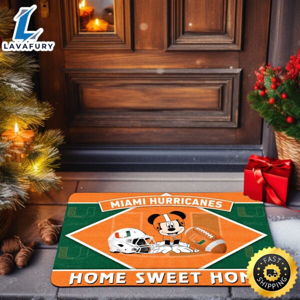 Miami Hurricanes  Sport Team And Mickey Mouse NCAA Doormat