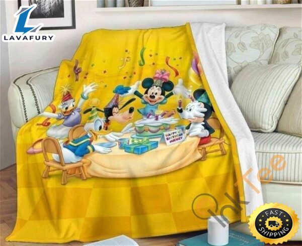 Mickey And Donald Birthday Party Sherpa Fleece Blanket Gifts For Family, For Couple
