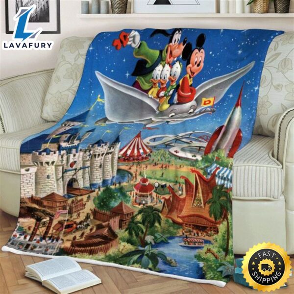 Mickey And Friend Fly On Sky Christmas 69, Mickey Gift For Fan Comfy Throw Blanket Gift
