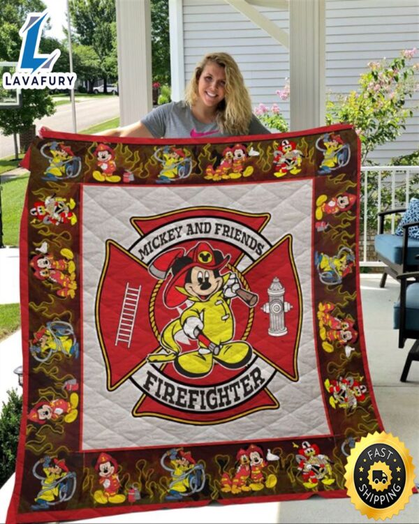 Mickey And Friends Firefighter Quilt Blanket