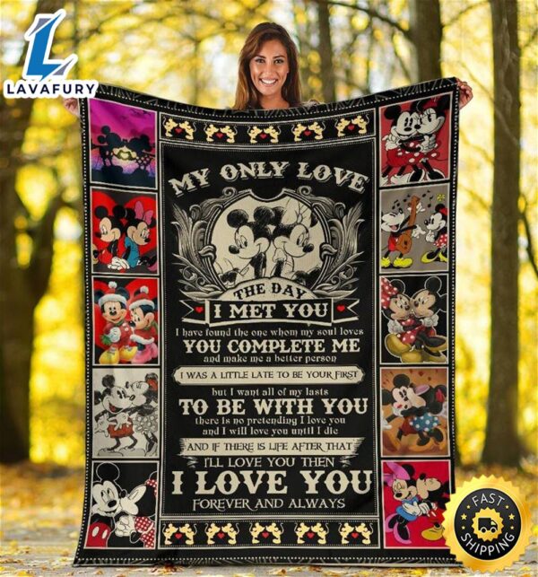 Mickey And Minnie My Only Love The Day I Met You Sherpa Fleece Blanket Gifts For Family, For Couple