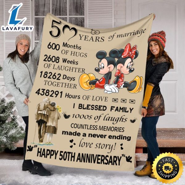 Mickey And Minnie Quilt Blanket  Happy 50th Anniversary Gift  Ideal Couple Gift